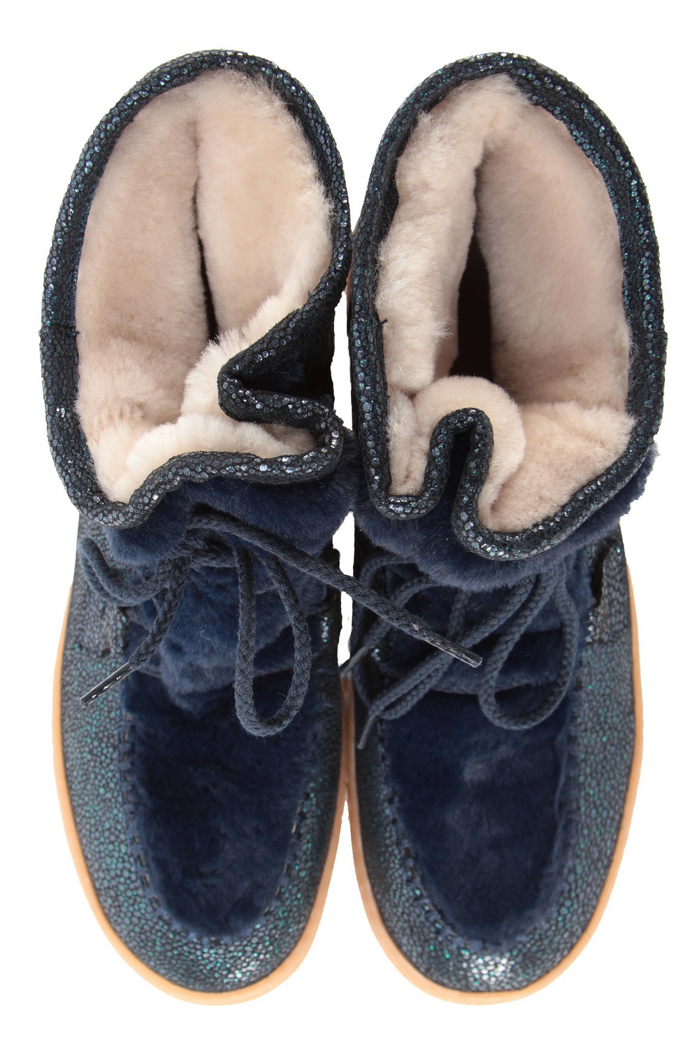 Комбинированные ботинки с мехом