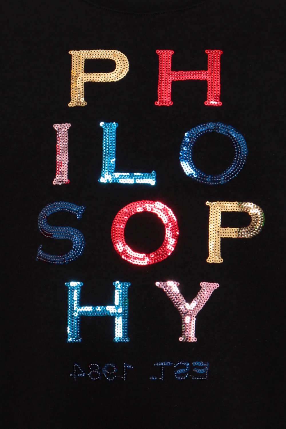 Philosophy di Lorenzo Serafini Kids Свитшот с разноцветной надписью из пайеток